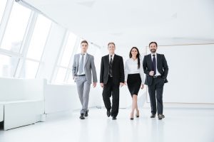 Full length Business team walk in office